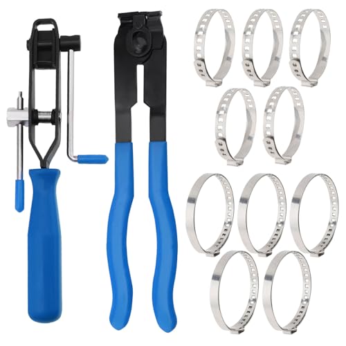 Heavy Duty Anti-Skid CV Joint Boot Clamp Pliers Kit with 10 Crimp Bands - Automotive Hose Axle Plier CV Clamp Tool for Most Cars (Blue) - color: Blue