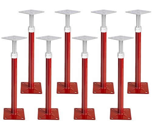 House Jacks for Lifting, 11"-16" Small Screw Jacks Floor Jack Stands, House Floor Jacks Post Pole for Leveling, Adjustable Floor Joist Support Jack for House Foundation Temporary Support - color: Red, size: 11-16 Inches(8 Pack)
