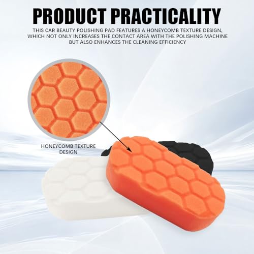3PCS Hex-Logic Hand Applicator Pad Kit, Car Detailing Kit, Wax Applicator Pads, Buffing Waxing Polishing Sponge Set Universal for Car Buffer Polisher Compounding, Polishing and Waxing