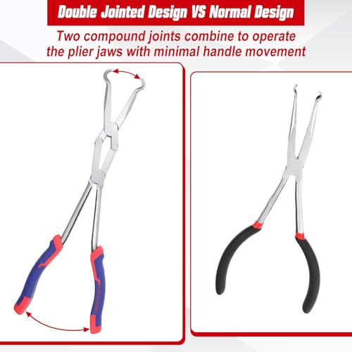 13Inch Long Reach XL Pivot Ring Nose Plier Extra Long Nose Hose Grip Pliers Spark Plug Pliers Hose Removal Plier with Serrated Jaw for Hard to Reach Narrow Spaces - style: Ring Nose
