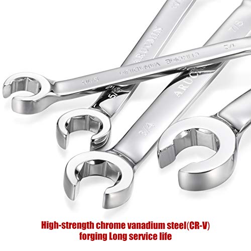 Flare Nut Wrench Set,12-Piece Chrome Vanadium Steel Line Wrench Set SAE & Metric 1/4"-7/8" and 6-21mm with Organizer Box