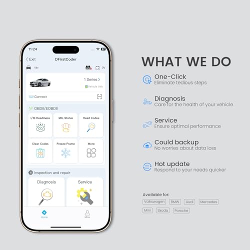 DFirst OBD2 Scanner Bluetooth Fixd Car Wireless Diagnostic Tool, ECU Coding, Customizations,Auto Connect Scanner Scan Tool (for Android & iOS, OBD Device)