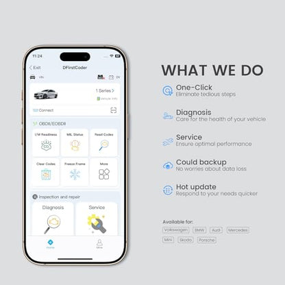 DFirst OBD2 Scanner Bluetooth Fixd Car Wireless Diagnostic Tool, ECU Coding, Customizations,Auto Connect Scanner Scan Tool (for Android & iOS, OBD Device)