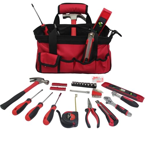 Portable Small Home Tool Kit - Starter Tool Kit with Durable Bag, Ideal for Home, Apartment, Dorm, Office, and DIY Projects, Good Gift for Women & Beginner