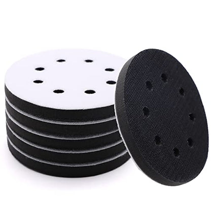 6 Pack Interface Pads, 5 Inch 8 Holes Hook and Loop Soft Foam Sanding Interface Pads, Sponge Cushion Backing Pad for Orbital Sander Automotive Woodworking Polishing - size: 5 inch 8 Hole - 6 Pack