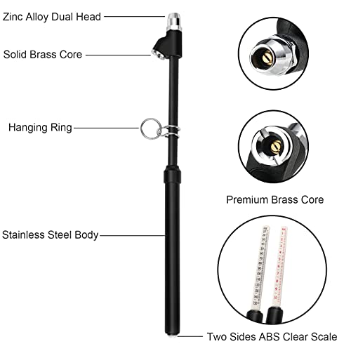 GODESON 88702 Smart Color Coded Tire Tread Depth Gauge Pack of 2 with GODESON Heavy Duty Tire Pressure Gauge, Straight-On Dual Head Tire Air Gauge Range 10-150PSI, Extended Tube Tire Gauge Suitable fo