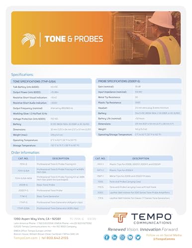 TEMPO Communications 701K-G Wire Tracer Electrical, Tone Generator and Probe Kit (701K Cable Toner)