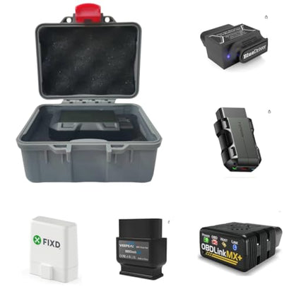 Waterproof & Shockproof Hard Case for BlueDriver Pro/TopScan OBD2 Scanners | Heavy-Duty Automotive Diagnostic Tool Organizer | Portable Lockable Case with Customizable Foam for Small Electronics