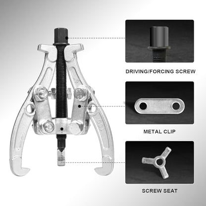 BIG RED 3 Jaw Gear Puller Set: 3/4/6'' Bearing Puller Kit for Gearing, Pulley and Bearing Removal with Reversible Jaws