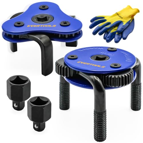 Universal Oil Filter Removal Tool - Adjustable 2-1/2" to 4" & 3" to 5-1/2", Oil Filter Wrench Set with a Pair of Gloves for Cars, Trucks, Tractors, Engines, Conduit & Fittings