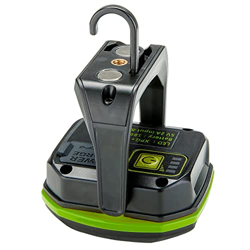 PowerSmith Rechargeable Work Light Magnetic Work Light 800 Lumen Flood Light 500 Lumen Spot Light, Hook and 1/4" Threaded Fitting for Tripod, USB Output (PILF800S) | Rechargeable Magnetic LED Work Light