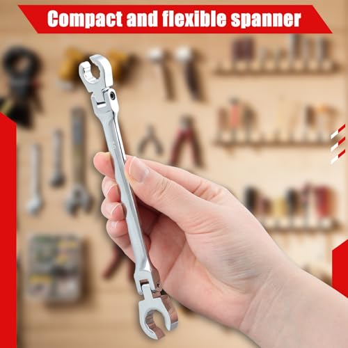 Flex Head Flare Nut Wrench 10 * 12mm Flare Nut Wrench Set Metric Flare Tool Double Flexible Flare Nut Line Wrench Flare Tool Flex Tools 40Cr for Automotive Repairs Plumbing Repairs - style: 10*12mm