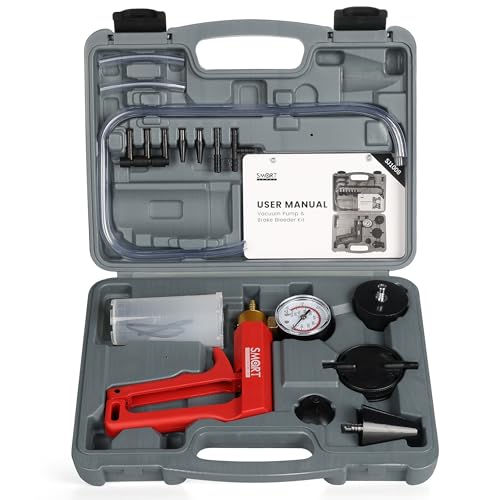 SMART JERRY Brake Bleeder Kit with Hand Vacuum Pump, 2026 Quality Upgraded | Power Steering Vacuum Bleeder, One Person Brake Fluid Pump for Brake Bleeding, Brake Bleed Pump with Pressure Gauge