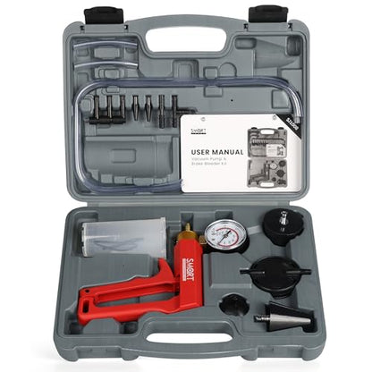 SMART JERRY Brake Bleeder Kit with Hand Vacuum Pump, 2026 Quality Upgraded | Power Steering Vacuum Bleeder, One Person Brake Fluid Pump for Brake Bleeding, Brake Bleed Pump with Pressure Gauge