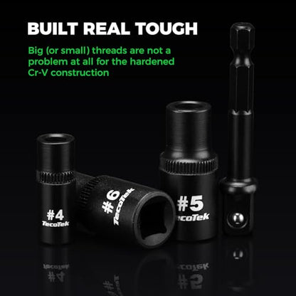 TecoTek 13PCS Magnetic Tap Socket Set, 1/4" & 3/8" Drive Square Drive Tap Handle Tool, Square Socket Set for Fractional MCTI Standard Tap Thru 1/2" & 1/8" NPT Taps - size: Standard Magnetic Tap Socket