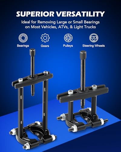 Bearing Puller Set, 5 Ton Capacity Bearing Separator, Pinion Wheel Bearing Removal Kit with 2" and 3" Jaws, Wheel Hub Axle Puller Set, Heavy Duty Bearing Splitter Tool Kit with Blue Case - color: black bearing separator
