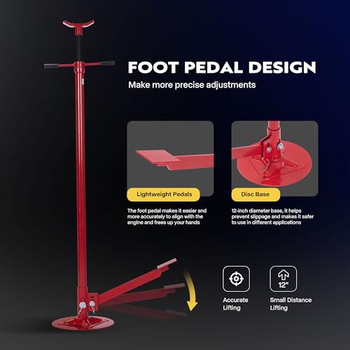 SPECSTAR Under Hoist Support Stand with Foot Pedal 3/4 Ton 1650 Lbs. Capacity Jack Stand Lifting from 52 to 76 Inch with 12 Inch Diameter Steel Base - style: With Foot Pedal