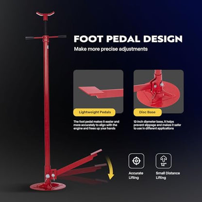 SPECSTAR Under Hoist Support Stand with Foot Pedal 3/4 Ton | 1650 Lbs Capacity Jack Stand Lifting from 52 to 76 Inch with 12 Inch Diameter Steel Base - style: With Foot Pedal