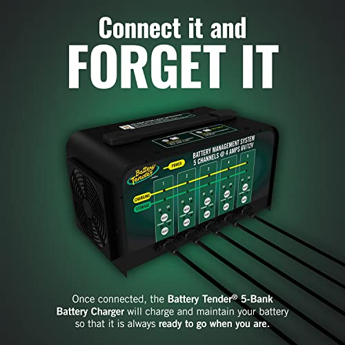 Battery Tender 5 Bank Multibank Charger - 20 AMP (4 AMPs Per Bank) - Selectable 12V / 6V - Smart and Switchable 12V Multi Battery Charger and Maintainer for Automotive and Marine - 021-0133-DL-WH