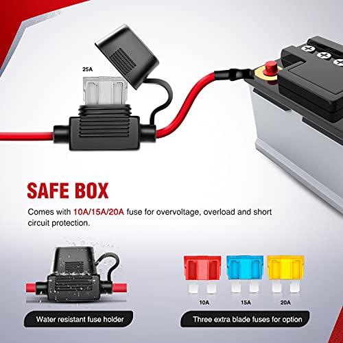 Nilight Wiring Harness Kit 14AWG Heavy Duty 12V On-Off Switch Power Relay Blade Fuse for Off Road LED Work Light Bar-ONE Lead - color: 14AWG-1 Lead