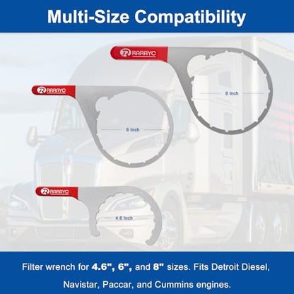 3 PCS Colar/Vent Cap Fuel Filter Wrench Set 4.6" 6" 8" Compatible with Detroit Diesel Truck Engines, Navistar Engines Diesel DD13, DD15, DD16, Peterbilt & Cummins Diesels - size: 4.6" 6" 8" Set