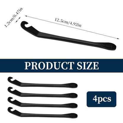 Huakaile Bike Tire Levers Tyre Spoon Stainless Steel Changing Tool for Changing Road & Mountain Bike Tubes Premium Bicycle Accessories with Hook Repair Tire Tool - color: Black