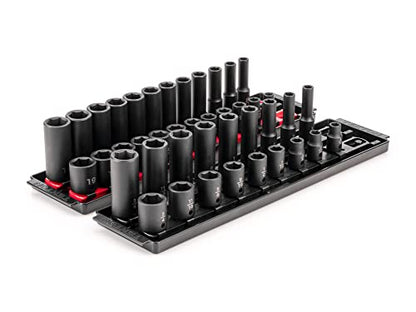 TEKTON 3/8 Inch Impact Socket Set, 42-Piece | SID91216 - size: 42-Piece (5/16-3/4 in.), style: Shallow and Deep
