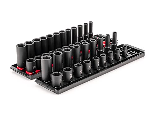 TEKTON 3/8 Inch Impact Socket Set, 42-Piece | SID91216 - size: 42-Piece (5/16-3/4 in.), style: Shallow and Deep