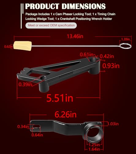 Camshaft Tool Complete Combo Set Fits for Ford 4.6L, 5.4L & 6.8L 3V Engines, Including Cam Phaser Holder Locking Tool, Timing Chain Locking Wedge Tool and Crankshaft Positioning Wrench Holder