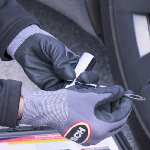 TECH Permacure Emergency Roadside Tire Repair Kit - Roadside Ready Plug Set with Vulcanizing Fluid, Natural Rubber Plugs, Installation Tools, Gauge, Reamer and Portable Case for Tire Emergencies