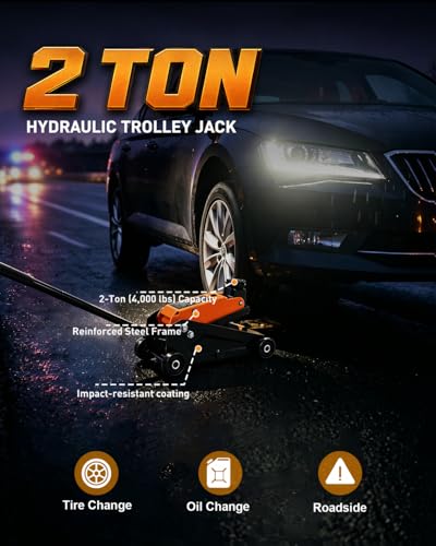 Nilight Floor Jack 2 Ton, Heavy Duty Steel Hydraulic Trolley Car Jack, Portable Emergency Service Jack for Roadside Repair, Lifting Range 5.5" to 15.2"