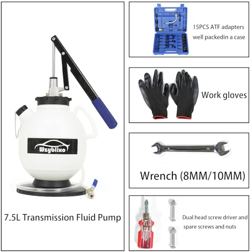 7.5L Transmission Fluid Pump Kit with 15 ATF Adapters, 2 Gallon Manual ATF Refill Kit,Transmission Fluid Transfer Pump (Blue) - color: blue
