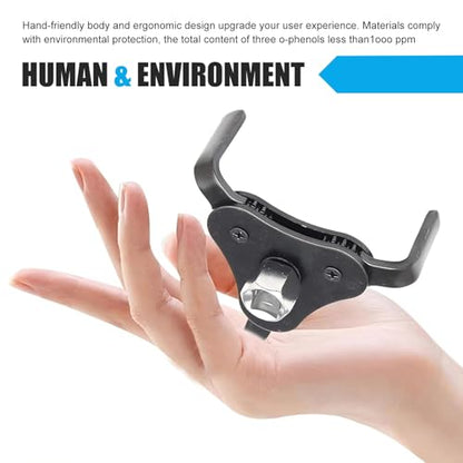 Car 3 Jaw Oil Filter Wrench, Steel Adjustable Fuel Filter Spanner, Engine Removal Tool Replacement Part with 1/2 & 3/8 Inch Square Drive, Universal for Most Car Accessories (White)