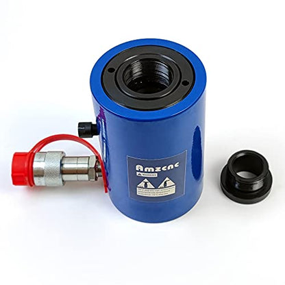 AMZCNC 30T Hydraulic Cylinder Jack Hollow Single Acting Hydraulic Ram Cylinder 4"(100mm) Hydraulic Lifting Cylinders (30T 4Inch Hollow) - size: 30T 4Inch