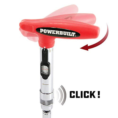 Powerbuilt 1/4 inch Drive Ratcheting T-Handle Torque Wrench, 20-100 in. lb. Range, Easy to Set and Lock in Place, for TPMS Systems and Bike Repair Assembly, Great for Carbon Fiber Handlebars - 649971 - style: T-Handle