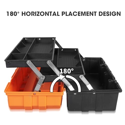 Torin 17-Inch Plastic Tool Box,3-Tiers Multi-Function Storage Portable Toolbox Organizer, Black/Orange ATRJH-3430T - style: 17 inch plastic toolbox