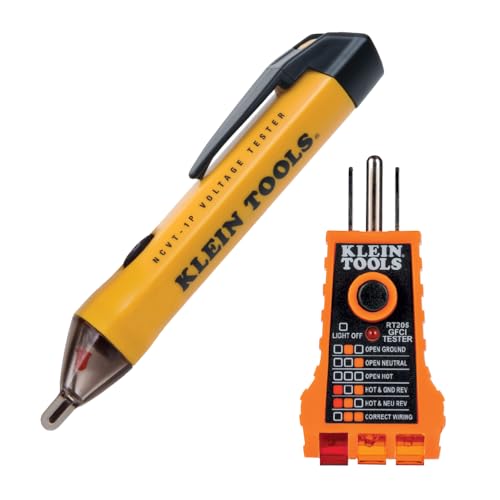 Klein Tools NCVT1PKIT Electrical Tester Kit with Non-Contact Low Voltage Test Pen, 50 to 1000V AC and GFCI Receptacle Tester, 2-Piece - style: NCVT Kit