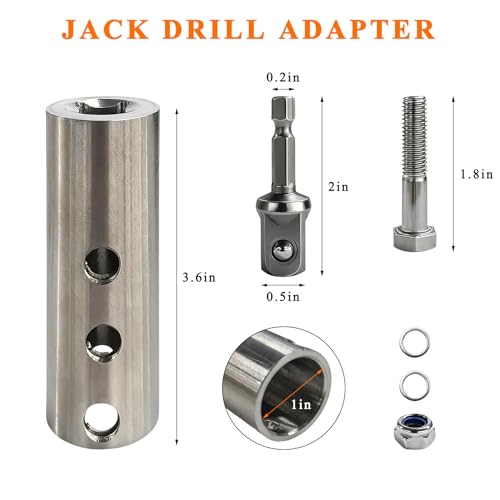 Trailer Jack Drill Adapter, Camper Jack Electric Drill Connector with 1/2 Inch Socket Adapter Bit, Heavy Duty Three-Hole Attachment Kit Fits 1 Inch Drive On Trailer Jacks