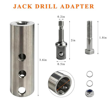 Trailer Jack Drill Adapter, Camper Jack Electric Drill Connector with 1/2 Inch Socket Adapter Bit, Heavy Duty Three-Hole Attachment Kit Fits 1 Inch Drive On Trailer Jacks