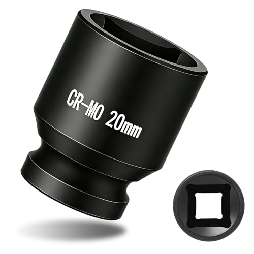 1/2" Drive 20mm Impact Socket Metric Standard Impact Socket Blackening Finish 4 Point Square Socket made with Chrome Molybdenum Alloy Steel for Auto Repair Mechanical Maintenance Removal of Axle Nut - size: 20mm - 4pt, style: 1/2" Drive Standard Socket