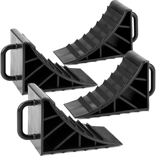 OULEME Wheel Chocks, Tire Chocks for RV Travel Trailer/Boat Trailer/Camper, Wheel Block Stopper with Handles, 4 Pack