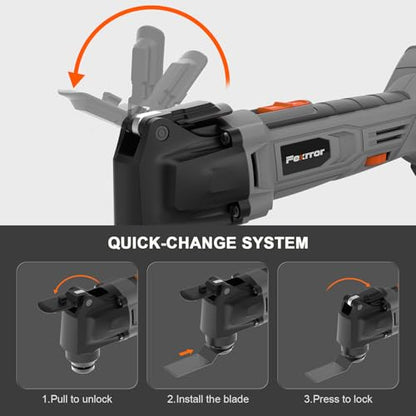 Cordless Oscillating Tool, 20V Oscillating Multi Tool with 2000mAh Battery, 8000-19000RPM, 6 Variable Speed, Dust Port, 3.2° Oscillating Angle, LED Light, Carrying Case for Cutting, Sanding