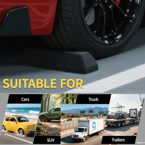Parking Stopper for Garage Floor, Heavy Duty Rubber Car Wheel Curb Stoppers Bumpers Block for Your Vehicle, Parking Aid Gadgets Tire Stops for Home Garage Wall, Parking Lot & Driveway 2 Pcs - size: 3.5''Height2Pcs