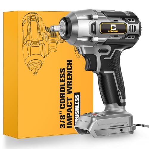 Cordless Impact Wrench for Dewalt Battery 250FT-LBS 3/8 inch 340N.m Compact Impact Gun Brushless Electric Includes LED Work Light - 2400RPM Light-Duty Impact Driver Wrench - No Battery - color: Grey (250 Ft-lbs)