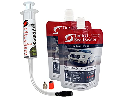TireJect Automotive Sedan, Crossover, Small Truck 2-in-1 Tire Sealant & Bead Sealer Kit (2-Pack with Injector) - size: Sedan, Crossover, Small Truck (2-pack)