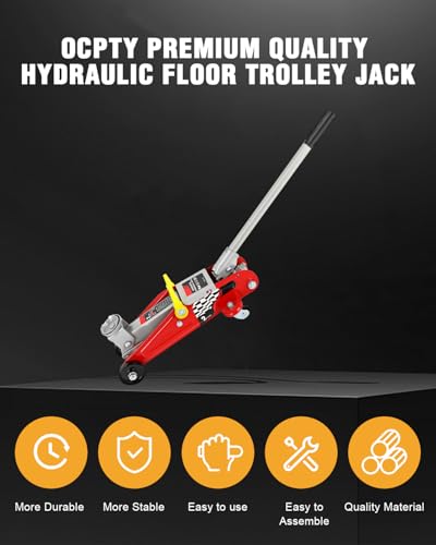 OCPTY Low Profile Floor Jack 2 Ton (4400 lbs), Heavy Duty Iron Hydraulic Racing Floor Jack, Hydraulic Car Jack, Single Piston Quick Lift Pump, 4.92"-11.81" Height Lifting Range (red)