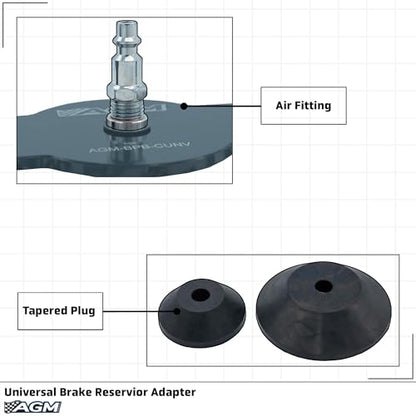 AGM Brake Bleeder Adapter – Universal Reservoir Cap | Brake bleeder adapter, adjustable reservoir cap, fits most round master cylinders