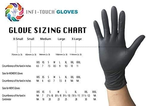 Nitrile Gloves, Powder-Free, Black, Extra Small, 100 Count, Dark - size: Large (Pack of 100)