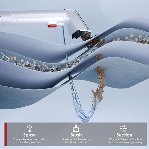 WURESE 15KPa Powerful Portable Upholstery & Carpet Cleaner Machine | Spot cleaner for sofas & cars, long hose, compact storage design