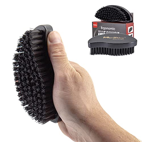 Maxshine Universal Ergonomic Tire Brush with Wood Handle – Professional Detailing Tool for Cleaning Car Tires, Wheels & Rims – Durable Design for Repeated Use & Long-Term Performance